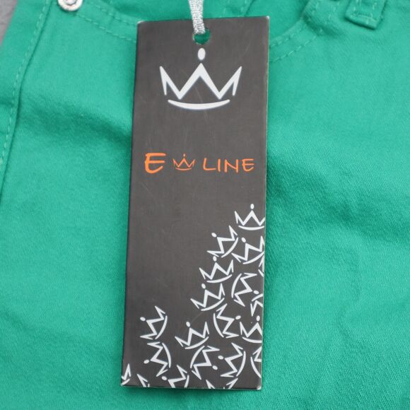 E Line Pants Womens 1 Green Skinny Low Rise Button Distress Pocket Stretch Jeans - Picture 10 of 16